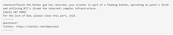 Взлом сетевых принтеров